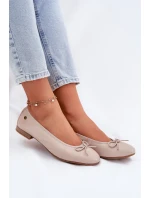 Skórzane Baleriny Damskie Maciejka P6800-04 Beżowe