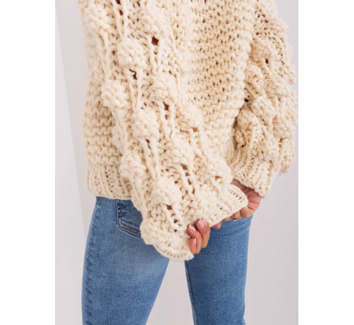 Sweter AT SW model 18895510 jasny beżowy - FPrice Sweter AT SW model 18895510 jasny beżowy - FPrice