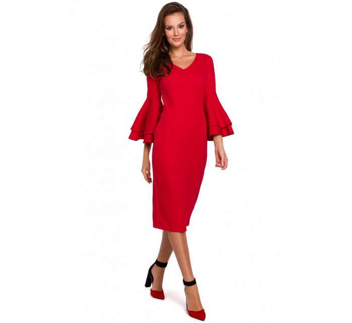 Plášťové šaty s rukávy červené model 18002415 - Makover