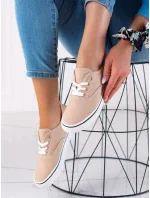 Moderní dámské hnědé tenisky bez podpatku Moderní dámské hnědé tenisky bez podpatku