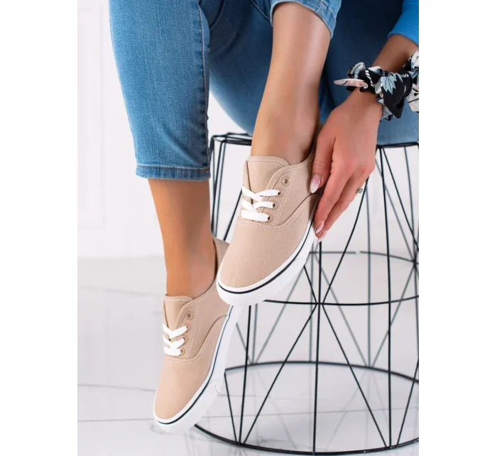 Moderní dámské hnědé tenisky bez podpatku Moderní dámské hnědé tenisky bez podpatku