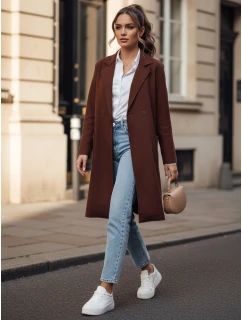 Dámský dlouhý hnědý kabát oversize Dstreet model 21981932 - FashionStreet