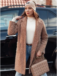 Dámský kabát z kůže dlouhý béžový Dstreet model 21981948 - FashionStreet