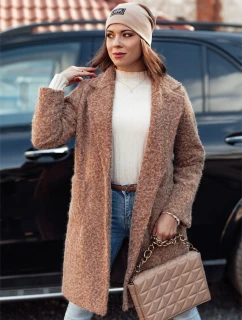 Dámský kabát z kůže dlouhý béžový Dstreet model 21981948 - FashionStreet