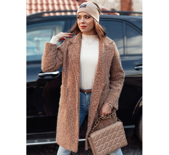 Dámský kabát z kůže dlouhý béžový Dstreet model 21981948 - FashionStreet Dámský kabát z kůže dlouhý béžový Dstreet model 21981948 - FashionStreet