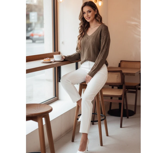 Dámsky sveter LACEONIA beige FashionStreet MY2404