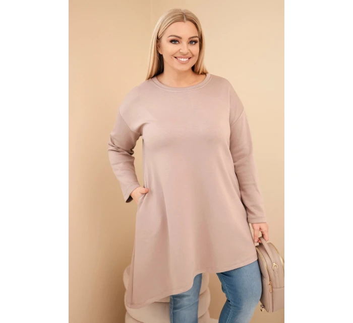 Dámske šaty nadrozmernej veľkosti z viskózy s voľným strihom a dlhými rukávmi fango Dámske šaty nadrozmernej veľkosti z viskózy s voľným strihom a dlhými rukávmi fango