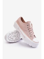 Materiałowe Trampki Na Platformie Big Star LL274151 Nude Materiałowe Trampki Na Platformie Big Star LL274151 Nude