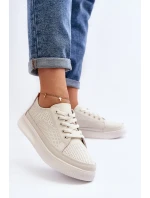 Dámské kožené sportovní tenisky Bílé model 21647542 - SERGIO LEONE