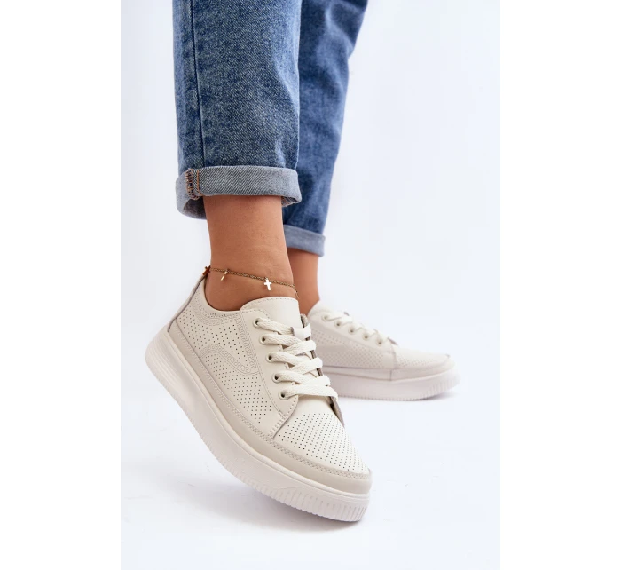 Dámské kožené sportovní tenisky Bílé model 21647542 - SERGIO LEONE