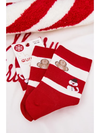 Dámské vánoční ponožky s pruhy červenobílé