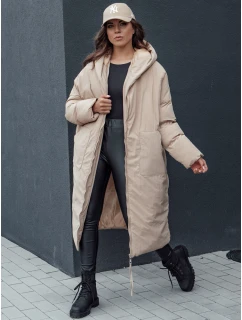 Dámská zimní dlouhá bunda oversize s kapucí tmavě béžová Dstreet model 21979728 - FashionStreet
