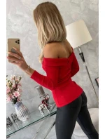Blúzka s výstrihom do V červená