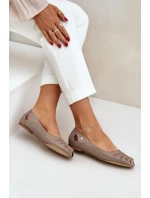 Zazoo 10009 Wygodne Skórzane Baleriny Damskie Ciemnobeżowe