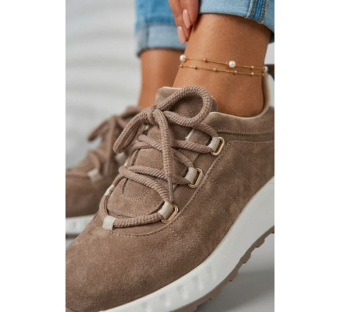 Dámské kožené semišové tenisky Hnědé Bemela