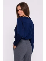 S375 Blúzka s dlhými rukávmi - tmavomodrá