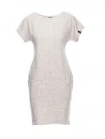 B050 Midi šaty s vreckami vo šve - svetlosivé