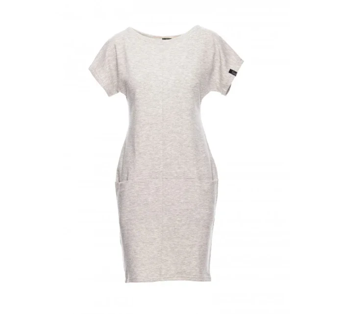 B050 Midi šaty s vreckami vo šve - svetlosivé