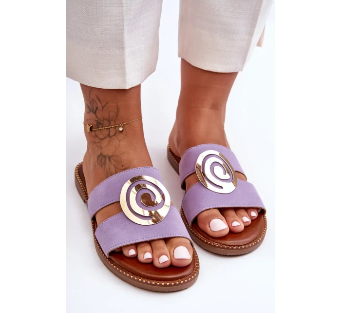 Módní Pantofle S Lesklou Ozdobou Fialové Deep Breath Módní Pantofle S Lesklou Ozdobou Fialové Deep Breath