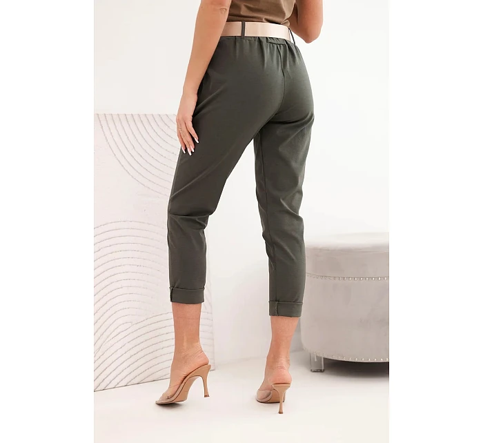 Kalhoty Punto s páskem khaki Kalhoty Punto s páskem khaki