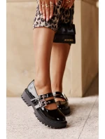 Dámské Lakované Polobotky S Pásky Černé model 21671078 - Boto