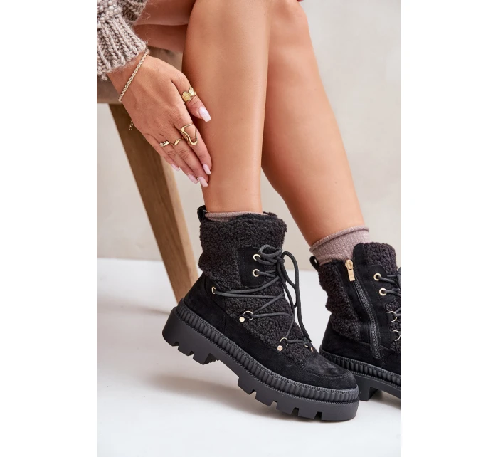 Botki Z Futerkiem Typu Baranek Czarne Merilana