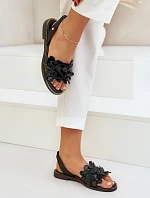 Kožené sandále na podpätku Zazoo 40425 Black