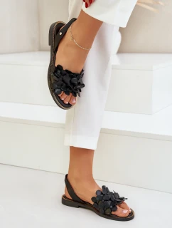 Kožené Sandály Na Plochém Podpatku model 21684061 Černé - Zazoo