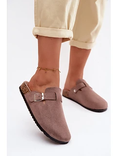 Dámské pantofle s přezkou tmavě béžové Lacey