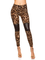 Sexy Leggings in leolook with leatherlook and zips