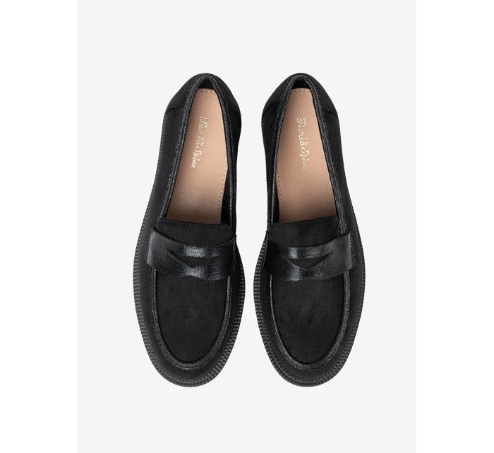 Zaujímavé dámske čierne mokasíny bez podpätku Zaujímavé dámske čierne mokasíny bez podpätku