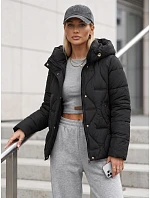 Kurtka damska zimowa pikowana z kapturem czarna model 22350701 - FashionStreet Kurtka damska zimowa pikowana z kapturem czarna model 22350701 - FashionStreet
