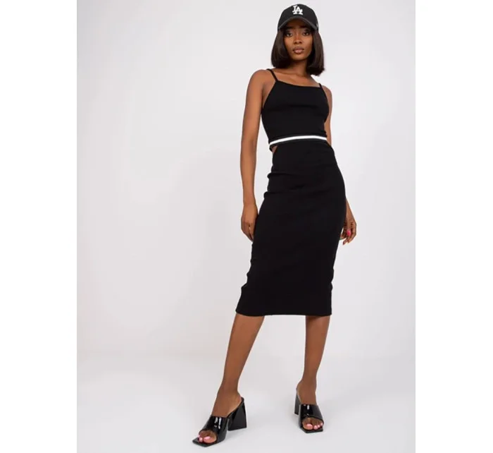 Černé žebrované šaty s Rue Paris model 19576728 - Factory Price