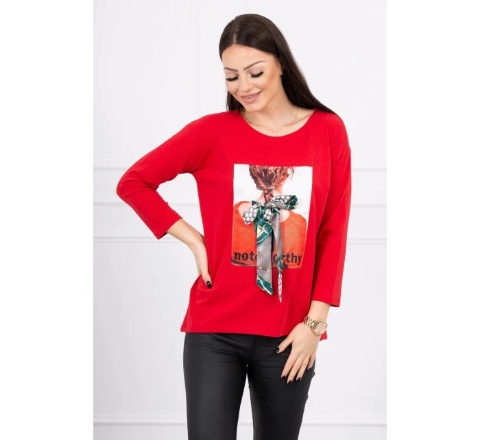 model 18743912 červená halenka s 3D grafikou - K-Fashion model 18743912 červená halenka s 3D grafikou - K-Fashion