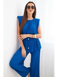 Dámský viskózový komplet s halenkou na zavazování a širokými kalhotami model 22025286 - K-Fashion