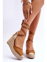 Wiązane Sandały Na Wysokim Koturnie Camel Lendy Wiązane Sandały Na Wysokim Koturnie Camel Lendy