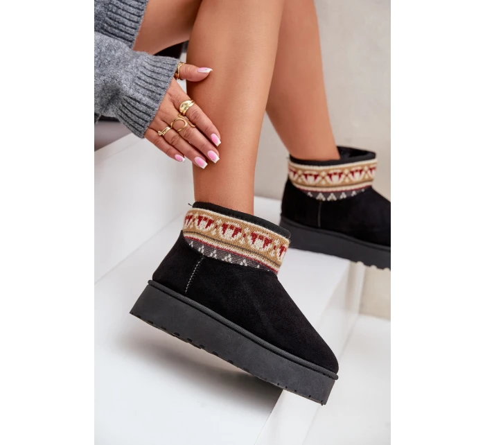 Śniegowce Damskie Ze Wzorem Na Platformie Czarne Avatharia Śniegowce Damskie Ze Wzorem Na Platformie Czarne Avatharia