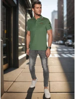 Pánske polo tričko so záplatami zelené FashionStreet PX0634