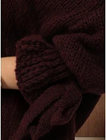 Sweter damski oversize bordowy model 22363332 - FashionStreet Sweter damski oversize bordowy model 22363332 - FashionStreet