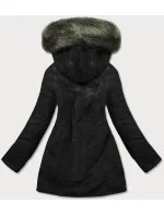Dámska teplá zimná obojstranná bunda khaki-black (w610)