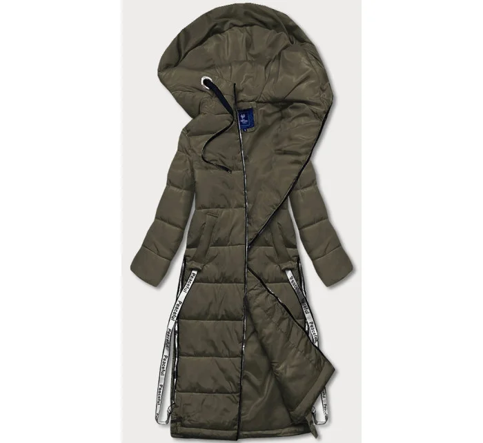 Dlhá dámska páperová bunda v khaki farbe (AG3-3038) Dlhá dámska páperová bunda v khaki farbe (AG3-3038)
