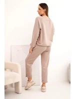 Dámská souprava máslová z viskózy s mikinou a kalhotami tmavě béžová Dámská souprava máslová z viskózy s mikinou a kalhotami tmavě béžová