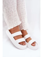 Piankowe Lekkie Klapki Damskie Na Platformie S.Barski ZK51-001 Białe