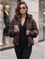 Dámska zimná prešívaná bunda s kapucňou, hnedá, FashionStreet TY5896 Dámska zimná prešívaná bunda s kapucňou, hnedá, FashionStreet TY5896