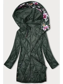 Zelená dámska bunda s ozdobnou kapucňou (B8215-10)