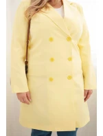 Dámský kabát Plus Size model 21959208 s límcem žlutý - K-Fashion