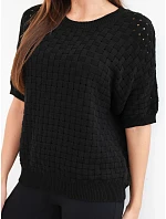 Dámský bavlněný model 22391368 svetr s krátkým rukávem černý - K-Fashion