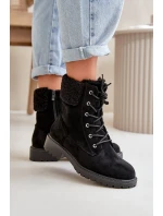 Damskie Ocieplane Botki Workery Na Zamek Czarne Mivael