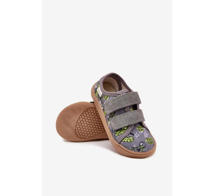 Kapcie Barefoot Chłopięce Z Grafiką Milami Szare Saphira
