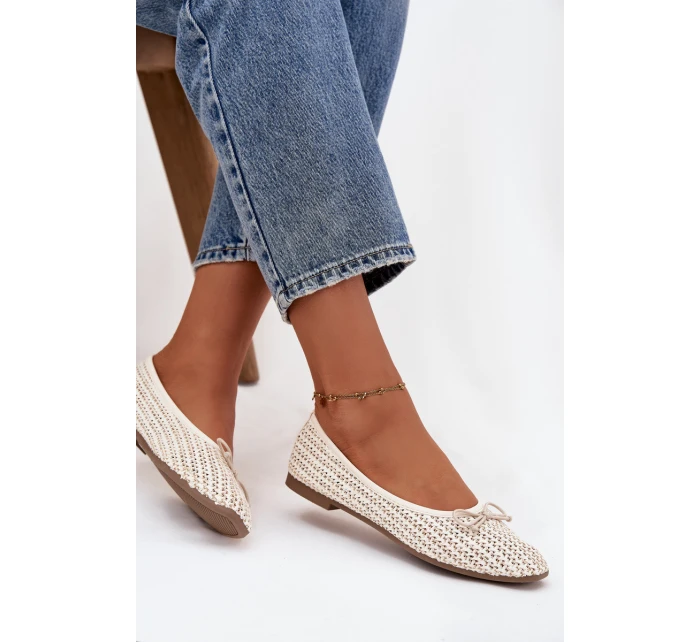 Baleríny S Pletením A Mašlí Ecru model 21744492 - Boto